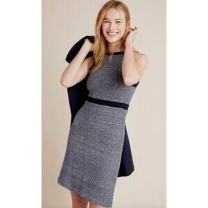 Dolan Anthropologie Womens Navy Blue Literatus Tweed Knit Halter Mini Dress NEW